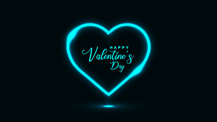Valentine's Day neon background, Heart, love, romance or valentine's day card, illustration, vector,