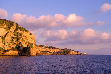 Fototapeta na wymiar Posillipo Rocky cliff, coastline in Naples, Italy