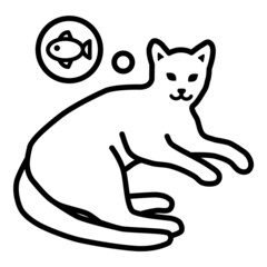 Cat Fish Food Flat Icon Isolated On White Background