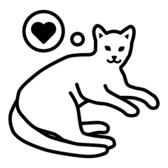 Cat Love Flat Icon Isolated On White Background