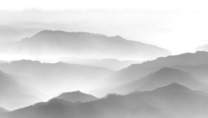 mountains in the fog