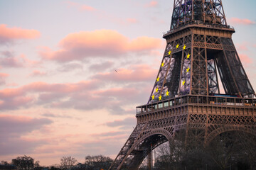 France EU presidency stars on Eiffel Tower, Paris