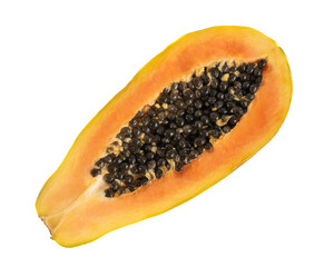 Ripe papaya fruit cut in half