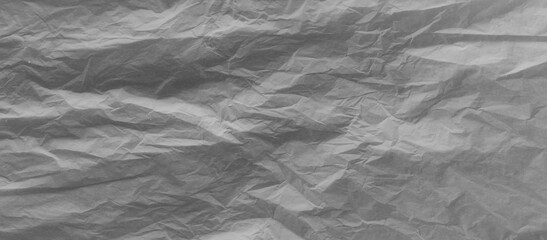 Crumpled paper texture. Gray. Copy space. Banner. Background 