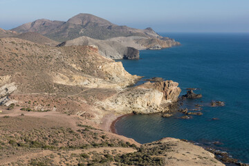 Coast of Almeria, Andalusia. Natural Park of Cabo de Gata. Mediterranean Sea. 
