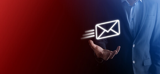 Email marketing and newsletter concept.Contact us by newsletter email and protect your personal...
