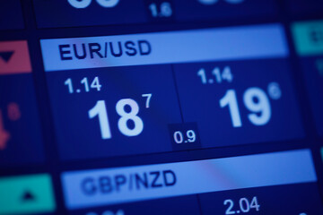 stock exchange board background with forex rates