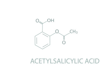 Acetylsalicylic acid molecular skeletal chemical formula.	