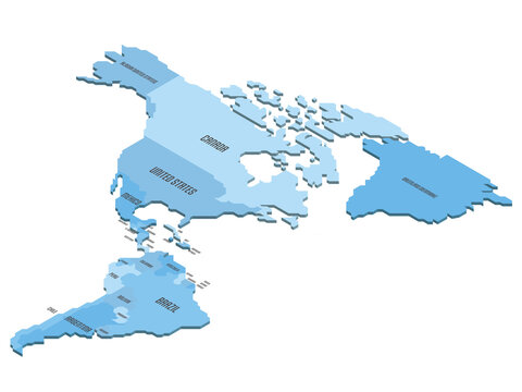 Isometric political map of Americas