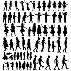 people set silhouette ,on white background, vector