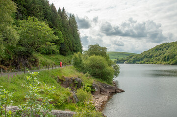 Elan valley and the Rhayader dams countryside in the summertime.