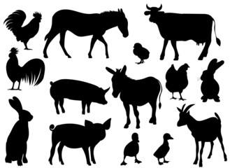 pets set silhouette ,on white background, vector