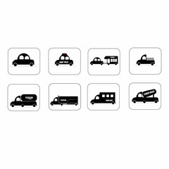 A variety of unique car icon flats
