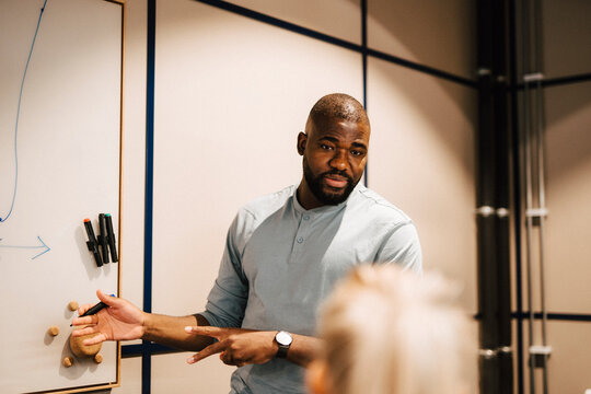Man having presentation during business meeting