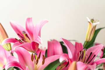 lily, pink lily, bouquet of flowers