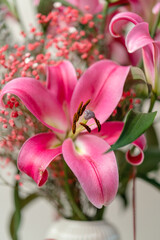 lily, pink lily, bouquet of flowers