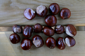 chestnuts on wooden table