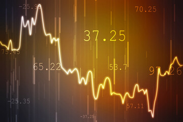 Naklejka premium Business Growth graph on technology background, Futuristic raise arrow chart digital transformation abstract technology background. Big data and business growth currency stock and investment economy
