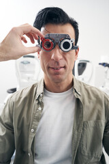 Man on vision diagnostics at the hospital