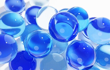 3D素材_ビー玉_青