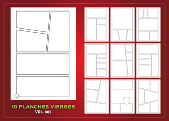 BD MANGA - 10 Planches vierges modifiables - Vol. 5