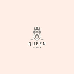 Queen line style logo icon design template flat vector 