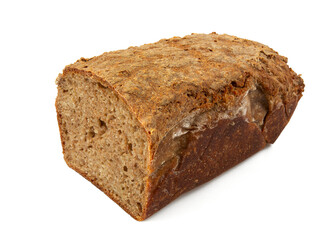 pieces of home made rye bread isolated on white background