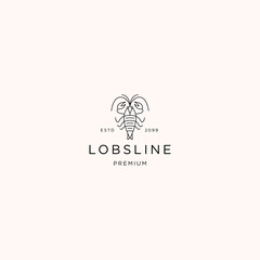 Lobster line style logo icon design template flat vector