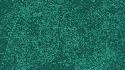Ahmedabad map city poster province, green horizontal background vector map. Municipality area road map. Widescreen skyline panorama.