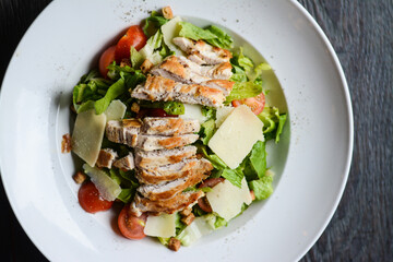 Salad tomato healthy lunch vegetable chicken