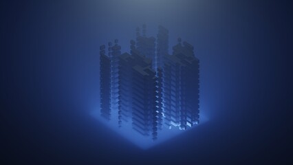 Obraz premium 3D rendered illustration of floating cubes