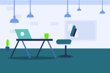 flat illustration set up office working space illustration flat vector outdor cafe break minimalis collor 