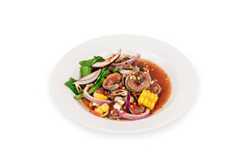 spicy seafood salad on dish