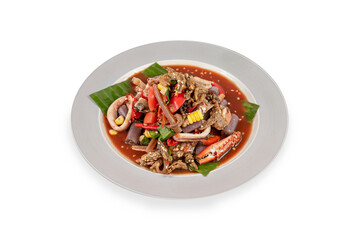 spicy seafood salad on dish