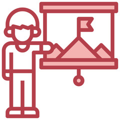 GOAL red line icon,linear,outline,graphic,illustration