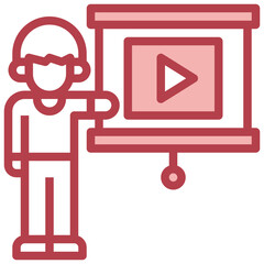 VIDEO red line icon,linear,outline,graphic,illustration