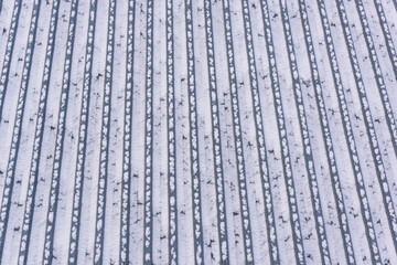 Snow lightly covered the roof.