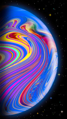 Ultra HD 4K Colorful Abstract 3d blue Marble Planet Background Design. 3D planet illustration. space background with stars. Abstract smartphone screen background.