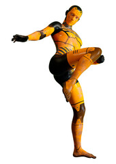 3D Rendering Male Robot on White