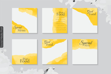 Food menu and restaurant social media banner template