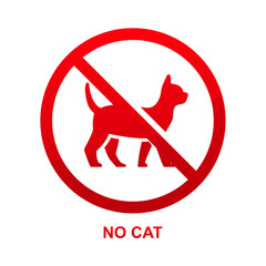 No cat sign isolated on white background vector illustration.