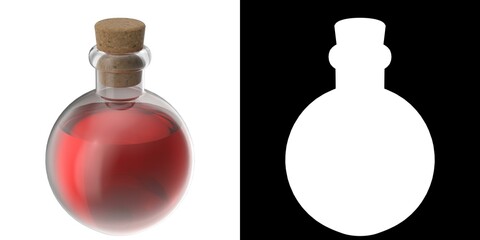 3D rendering illustration of a spherical potion flask