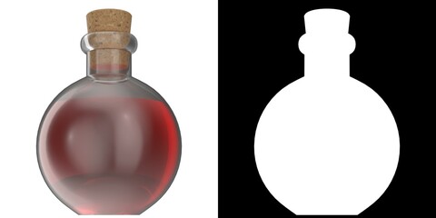 3D rendering illustration of a spherical potion flask