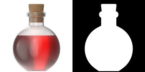 3D rendering illustration of a spherical potion flask