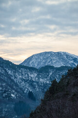mountains in the snow sunset Norway