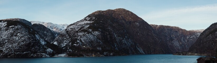 landscape with a lake Langfossen Norway