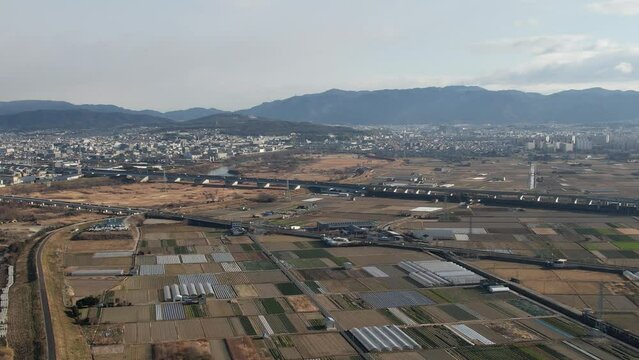ドローンで撮影　京都府久御山町　久御山JCT周辺の空撮映像