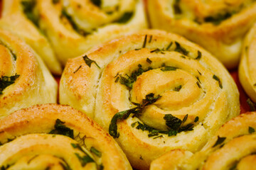 Baked herb swirl buns