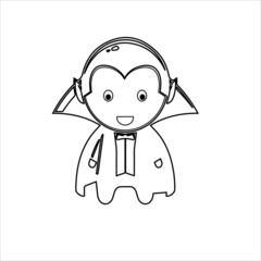 cute kawaii coloring page |  Dracula vector illustration 