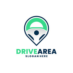 Driving area logo vector. Road direction application template design concept.